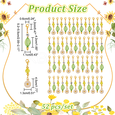 Daisy & Oval Pendant Stitch Markers HJEW-AB00458-1