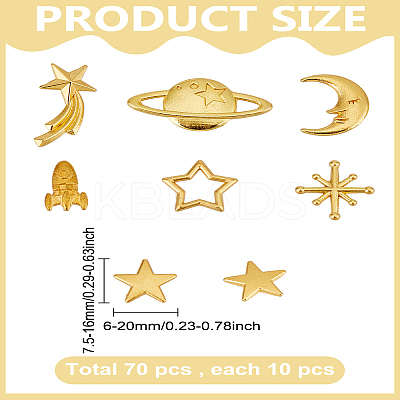 70Pcs 7 Styles Zinc Alloy Cabochons FIND-LP0003-32G-1