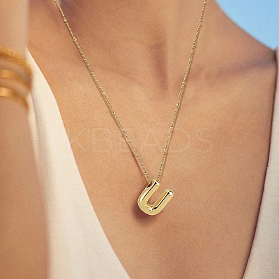 1pc Brass Chain with Alloy Letter Pendants Necklaces NJEW-LP0001-41U-G-1