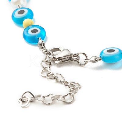 Evil Eye Handmade Lampwork Beaded Anklets for Women AJEW-AN00477-1