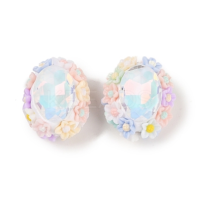 Handmade Luminous Polymer Clay Rhinestone Beads CLAY-H003-05-1