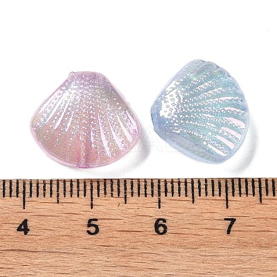 UV Plated Iridescent & Luminous Transparent Acrylic Beads OACR-G033-06F-1