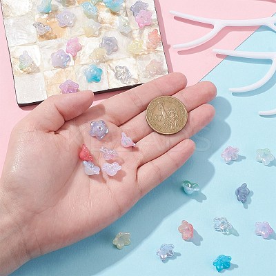 200Pcs 10 Colors Opaque Acrylic Bead Caps OACR-CJ0001-43-1