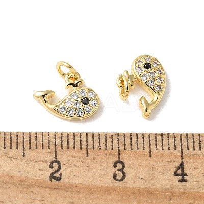 Brass Micro Pave Clear Cubic Zirconia Pendants KK-Q031-09G-1