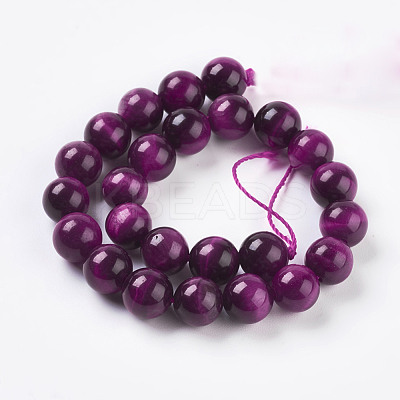 Natural Magenta Tiger Eye Beads Strands G-C076-8mm-1C-1