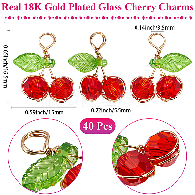 40Pcs Cherry Glass Pendants FIND-BBC0004-45-1