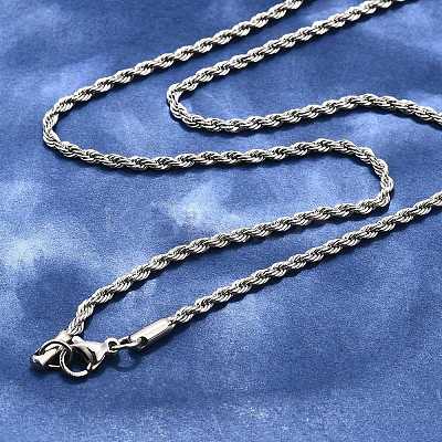 Non-Tarnish 304 Stainless Steel Rope Chain Necklaces X-STAS-M174-014P-B-1