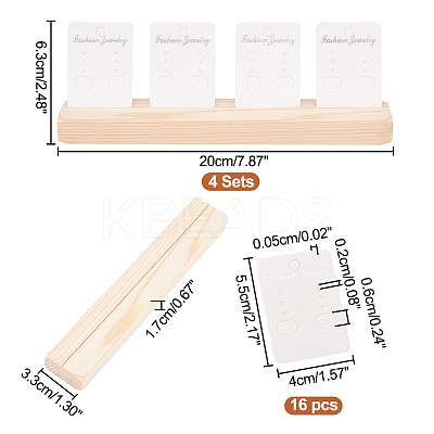 4Pcs Wooden Jewelry Display Card Stands ODIS-WH0027-046-1