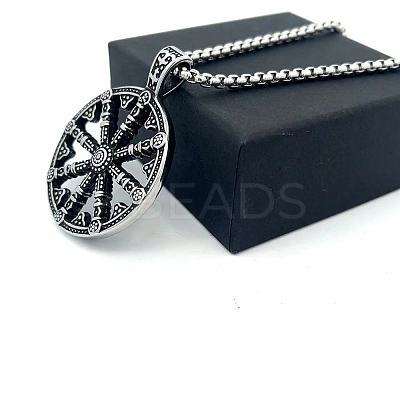 Vintage 304 Stainless Steel Viking Anchor Pendant Necklaces for Men LS-VB2493-1