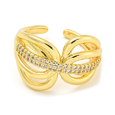 Clear Cubic Zirconia Open Cuff Ring RJEW-L121-045G-1