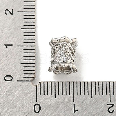 Brass Micro Pave Clear Cubic Zirconia Column European Beads KK-L215-204P-1
