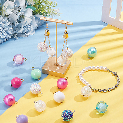 48Pcs 24 Style Resin Rhinestone & Acrylic Round Ball Charms DIY Jewelry Making Finding Kit PALLOY-PHE00002-1