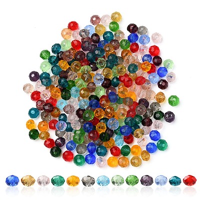 Faceted Rondelle Transparent Glass Beads GLAA-YW0001-84A-1