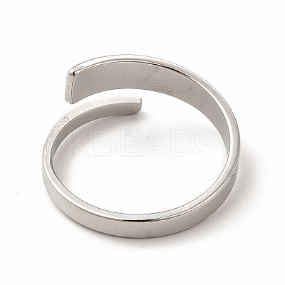Non-Tarnish 304 Stainless Steel Rectangle Open Cuff Ring for Women RJEW-B027-02P-1