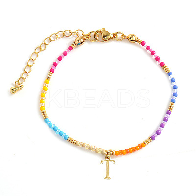 Brass Letter Charm Bracelets FM8278-20-1