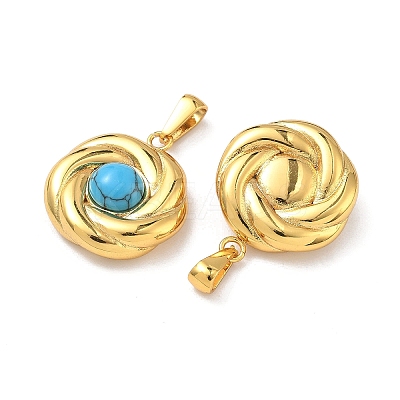304 Stainless Steel with Synthetic Turquoise Pendants STAS-L309-21A-G-1