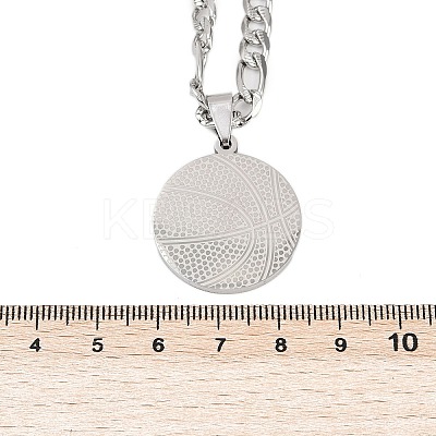 Basketball 201 Stainless Steel Pendant Necklaces for Men Women NJEW-K283-21P-1