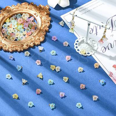 100Pcs Transparent Acrylic Flower Charms PALLOY-CJ00183-1