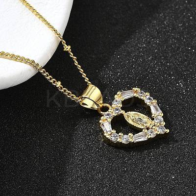 Brass Clear Cubic Zirconia Pendant Necklaces for Women NJEW-A039-02A-G-1