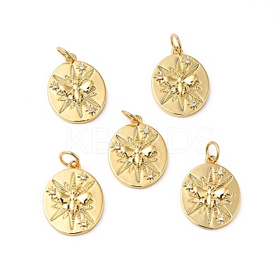 Rack Plating Brass Clear Cubic Zirconia Pendants KK-H431-51G-1
