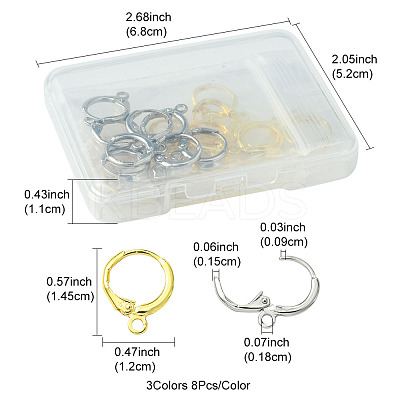 12Pcs 3 Colors Rack Plating Brass Hoop Earring Settings KK-FS0001-45-1
