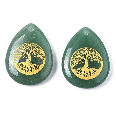 Natural Green Aventurine Pendants G-T122-71I-1