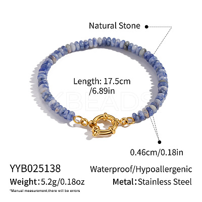 Natural Blue Spot Jasper Rondelle Beaded Bracelets OA9565-6-1