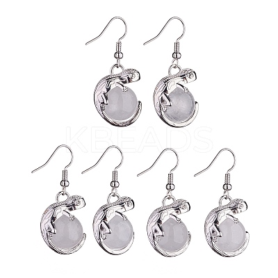 Natural Quartz Crystal Chameleon Dangle Earrings with Crystal Rhinestone EJEW-A092-10P-10-1
