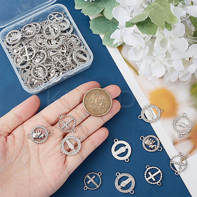 60Pcs 3 Styles Alloy Connector Charms with Crystal Rhinestone FIND-HY0002-57-1