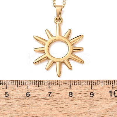 304 Stainless Steel Sun Pendant Cable Chain Necklaces for Men Women NJEW-K308-04A-G-1
