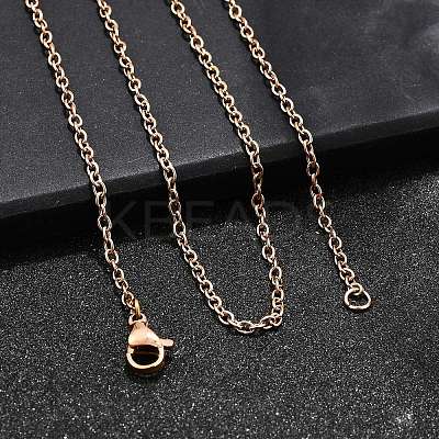 304 Stainless Steel Cable Chain Necklace Making LS-STAS-P045-01RG-A-1
