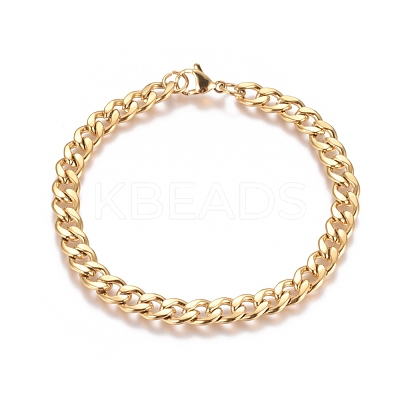 Unisex 304 Stainless Steel Curb Chain/Twisted Chain Bracelets X-STAS-D0002-40G-1