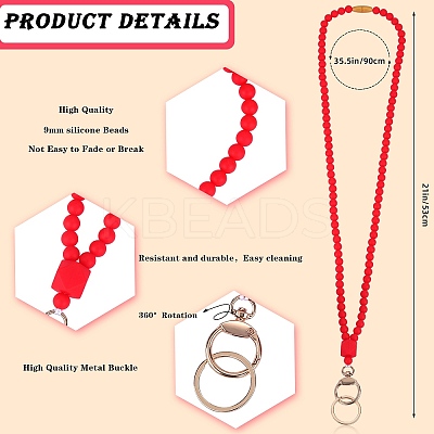Silicone Beaded ID Card Neck Straps NJEW-SW00025-13-1