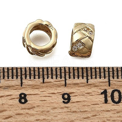 Brass Micro Pave Clear Cubic Zirconia European Beads KK-Z126-08G-1