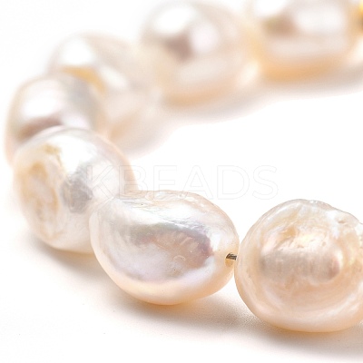 Natural Baroque Pearl Keshi Pearl Beaded Bracelets BJEW-JB05317-1