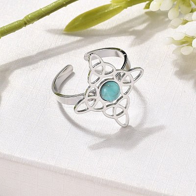 Synthetic Turquoise Finger Rings LS-RJEW-I110-02P-01-1
