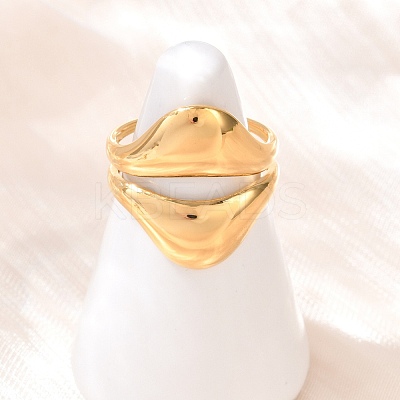 Teardrop 304 Stainless Steel Open Cuff Rings RJEW-R018-01G-02-1