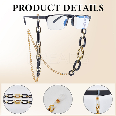 1Pc Acrylic with Alloy Oval Link Chains Neck Strap for Eyeglasses AJEW-CN0003-60B-1