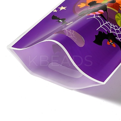 50Pcs 4 Styles Halloween Printed OPP Cellophane Packaging Bags with Die Hole Handles ABAG-C013-01-1
