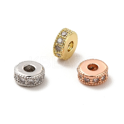 Rack Plating Brass Micro Pave Cubic Zirconia Beads KK-C010-14-1