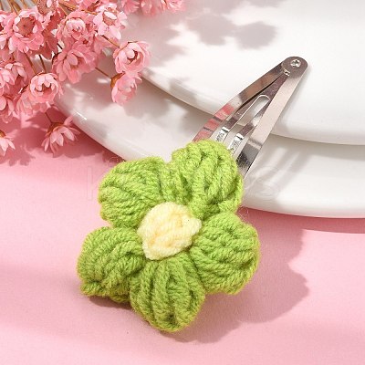 Handmade Cotton Knitting Ornament Iron Snap Hair Clips for Girls PHAR-JH00090-01-1