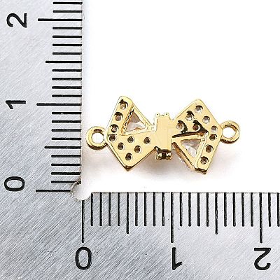 Brass Clear Cubic Zirconia Connector Charms KK-U065-04A-G-1