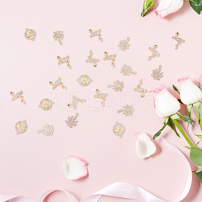 60Pcs 3 Styles Summer Theme Alloy Crystal Rhinestone Connector Charms ALRI-DC0001-02-1