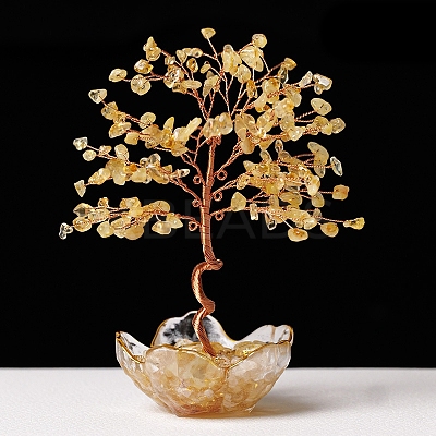 Natural Rose Quartz Chips Tree of Life Decorations PW-WGCA097-02-1