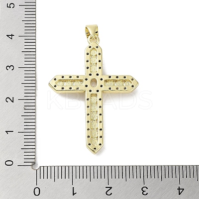 Rack Plating Brass Micro Pave Cubic Zirconia & Imitation Pearl Pendants KK-R163-02G-01-1