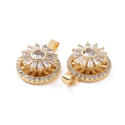 Real 18K Gold Plated Brass Micro Pave Clear Cubic Zirconia Pendants KK-E068-VC302-1