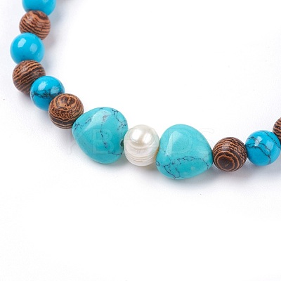 Synthetic Turquoise(Dyed) Stretch Bracelets BJEW-JB03747-01-1