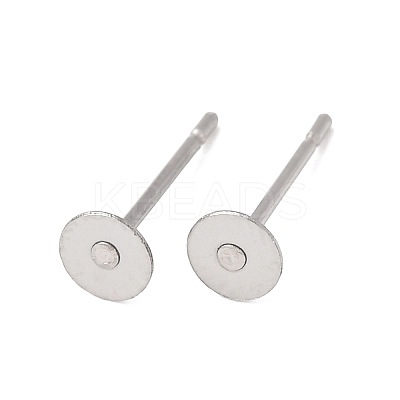 Tarnish Resistant 304 Stainless Steel Flat Round Blank Peg Stud Earring Findings STAS-S028-23-1