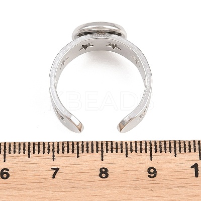 Hollow Star 304 Stainless Steel Open Cuff Ring Components STAS-F366-07B-P-1