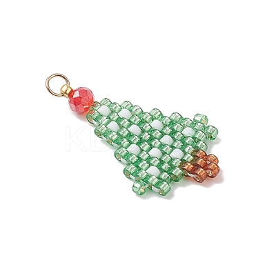 Christmas Themed Glass Seed Beaded Pendants PALLOY-MZ00868-02-1